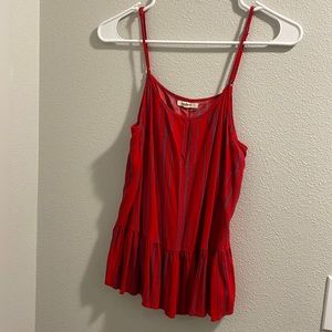 Maurices red with blue pinstripe tank, size small.